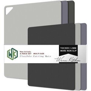 WK Flexible Plastic Cutting Boards for Kitchen 6 Pieces, Cutting Board Set